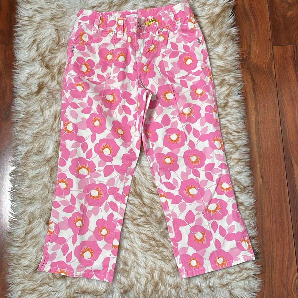 Liz Claiborne pink floral Audra crop